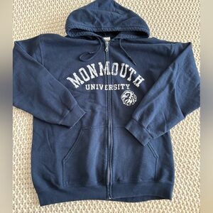 Monmouth University zip up sweatshirt with hood